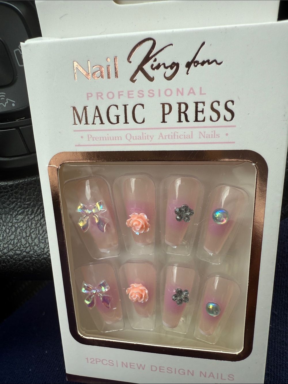 Magic Press Pink Ombre Press-On Nails with Gems